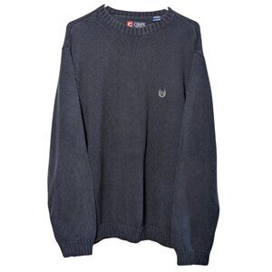 Chaps Men's Crew Neck Sweater, Dark Navy Blue, Size XL, Cotton, Long Sleeve